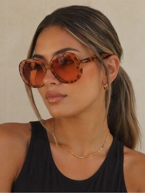 Max Mara EDNA MM0087 Havana Oversized Sunglasses Italy w/ Case Jackie O Style